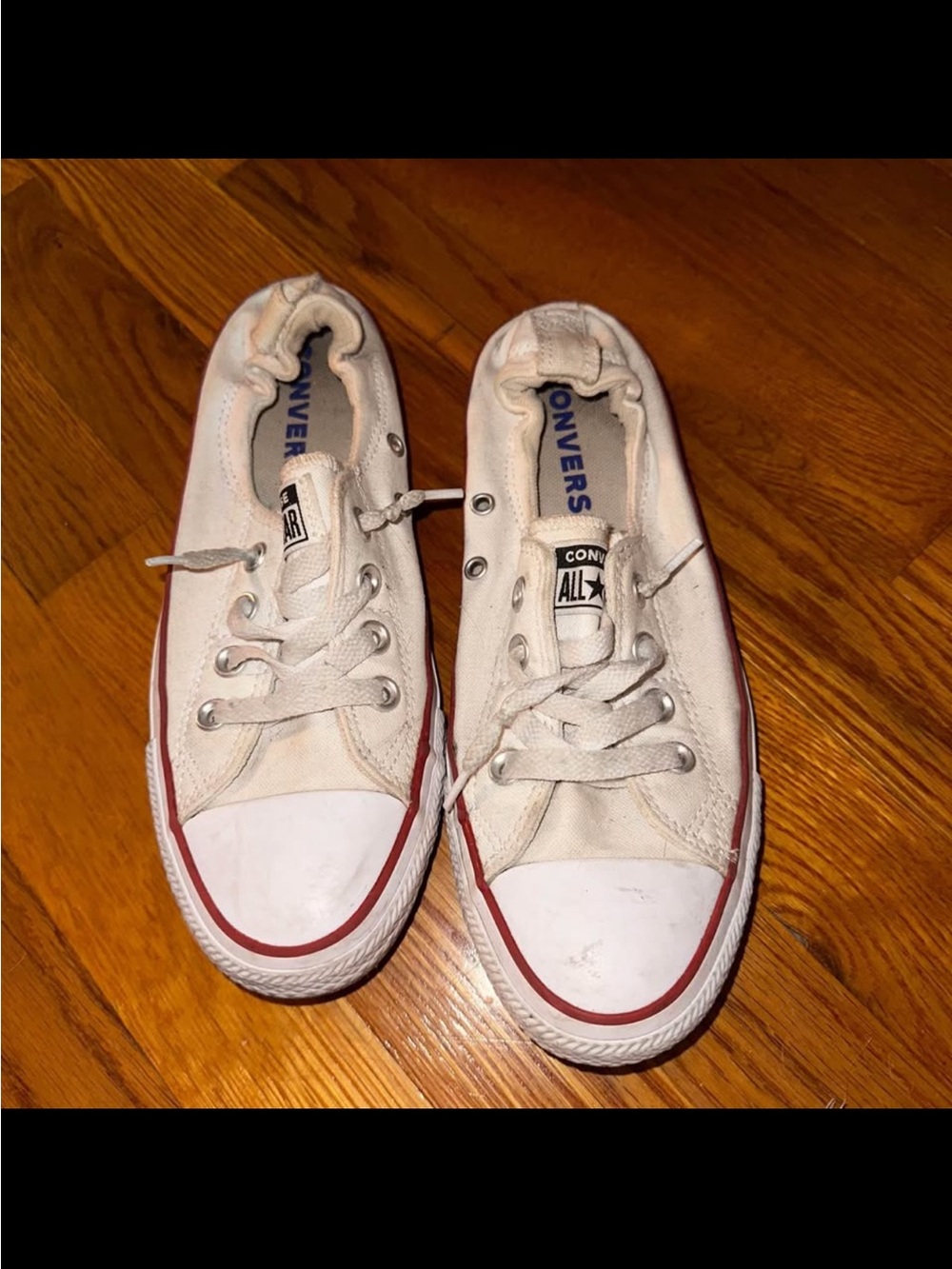 Converse Low Top Sneakers White with Red Trim